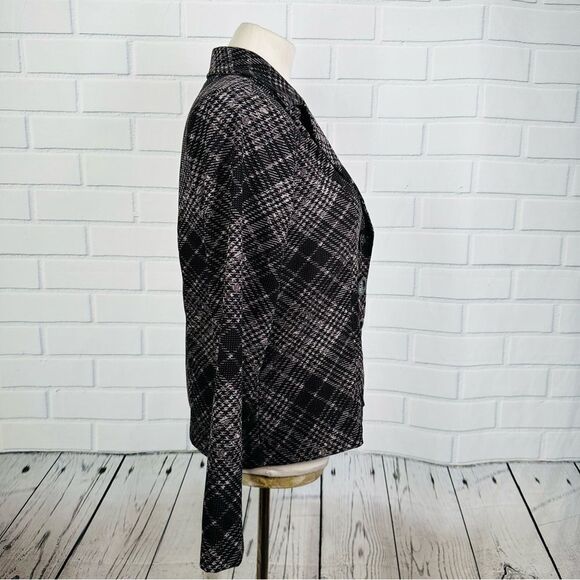 10/$25🦋 Brandon Thomas Black & Gray Plaid Single Breasted Blazer - Size Small - Picture 5 of 10